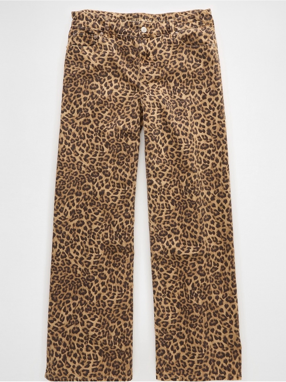 American Eagle Stretch Leopard Low-Rise Baggy Wide-Leg Pants - Picture 5 of 16